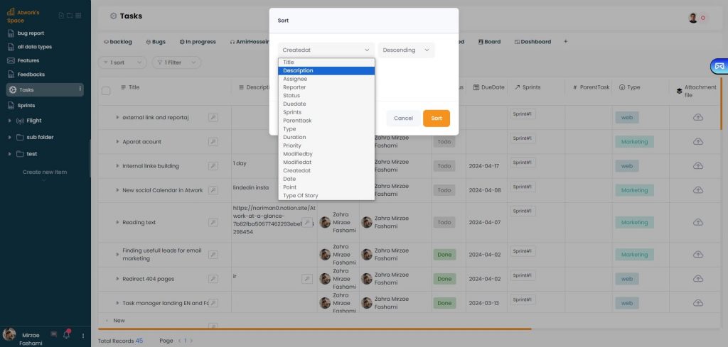 categorizing tasks in Atwork task management